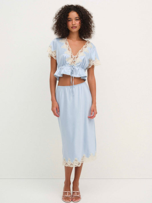 Sweetheart Midi Skirt - Dusty Blue | For Love and Lemons