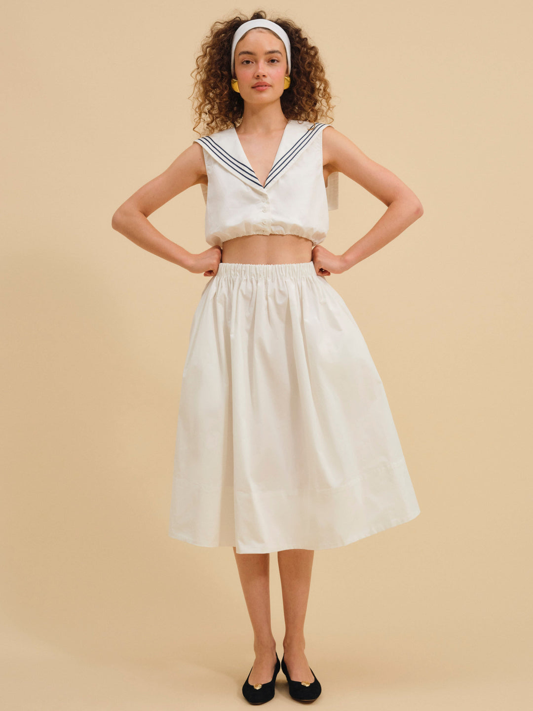 Marella Poplin Midi Skirt - White | For Love and Lemons