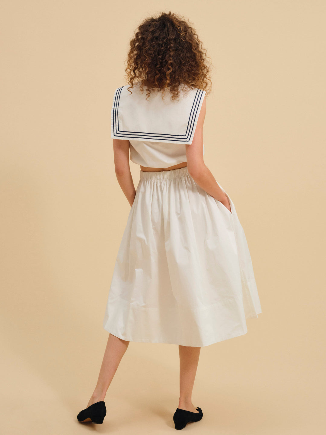 Marella Poplin Midi Skirt - White | For Love and Lemons