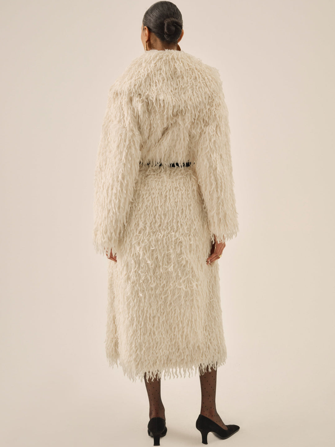 Ruffle Faux Feather Coat - Cream | For Love and Lemons
