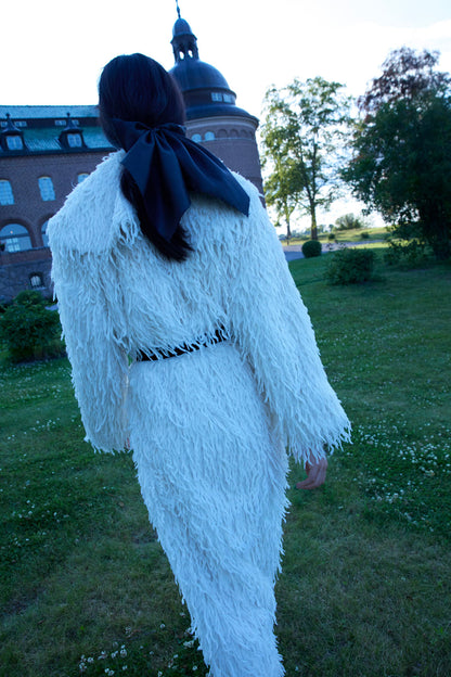 Ruffle Faux Feather Coat - Cream | For Love and Lemons