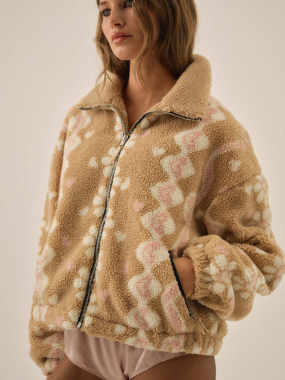 Betty Sherpa Zip Up - Pink | For Love and Lemons
