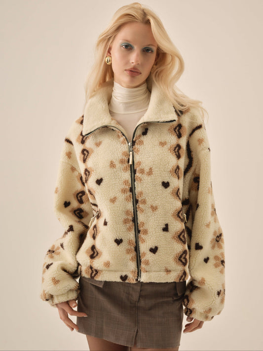 Betty Sherpa Zip Up - Brown | For Love and Lemons