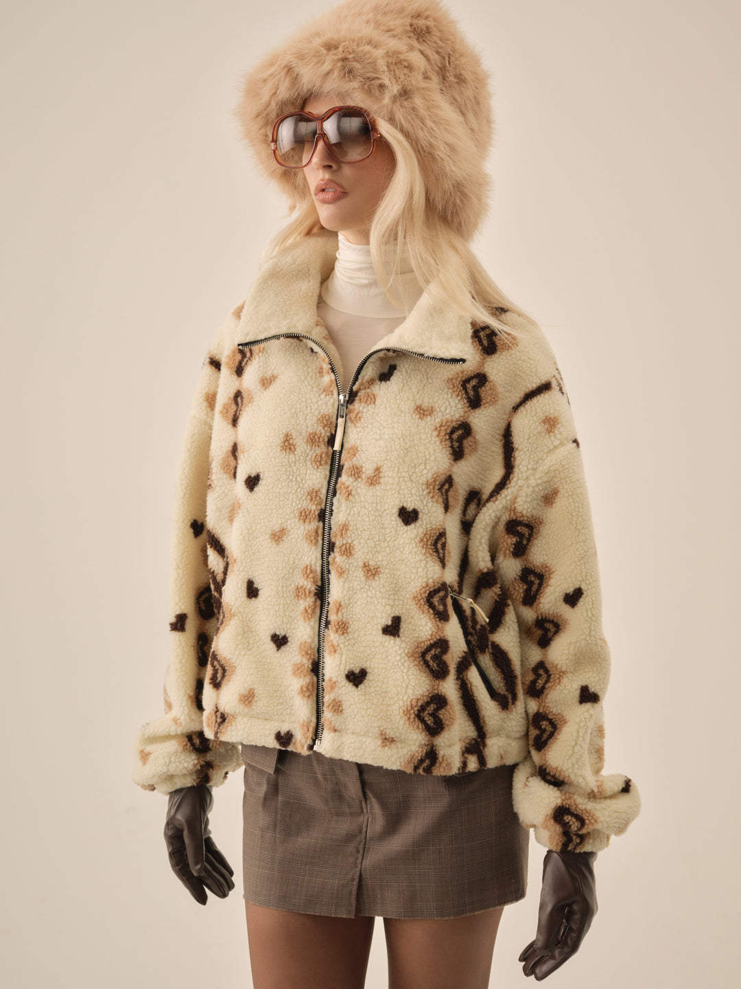 Betty Sherpa Zip Up - Brown | For Love and Lemons