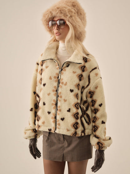 Betty Sherpa Zip Up - Brown | For Love and Lemons
