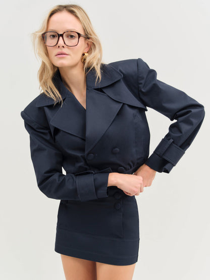 Cotton Twill Cropped Jacket - Navy | For Love and Lemons