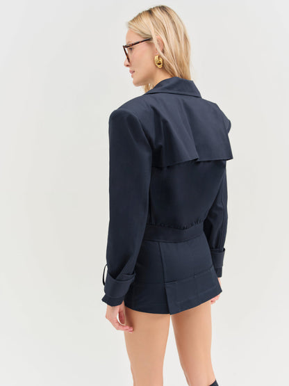 Cotton Twill Cropped Jacket - Navy | For Love and Lemons