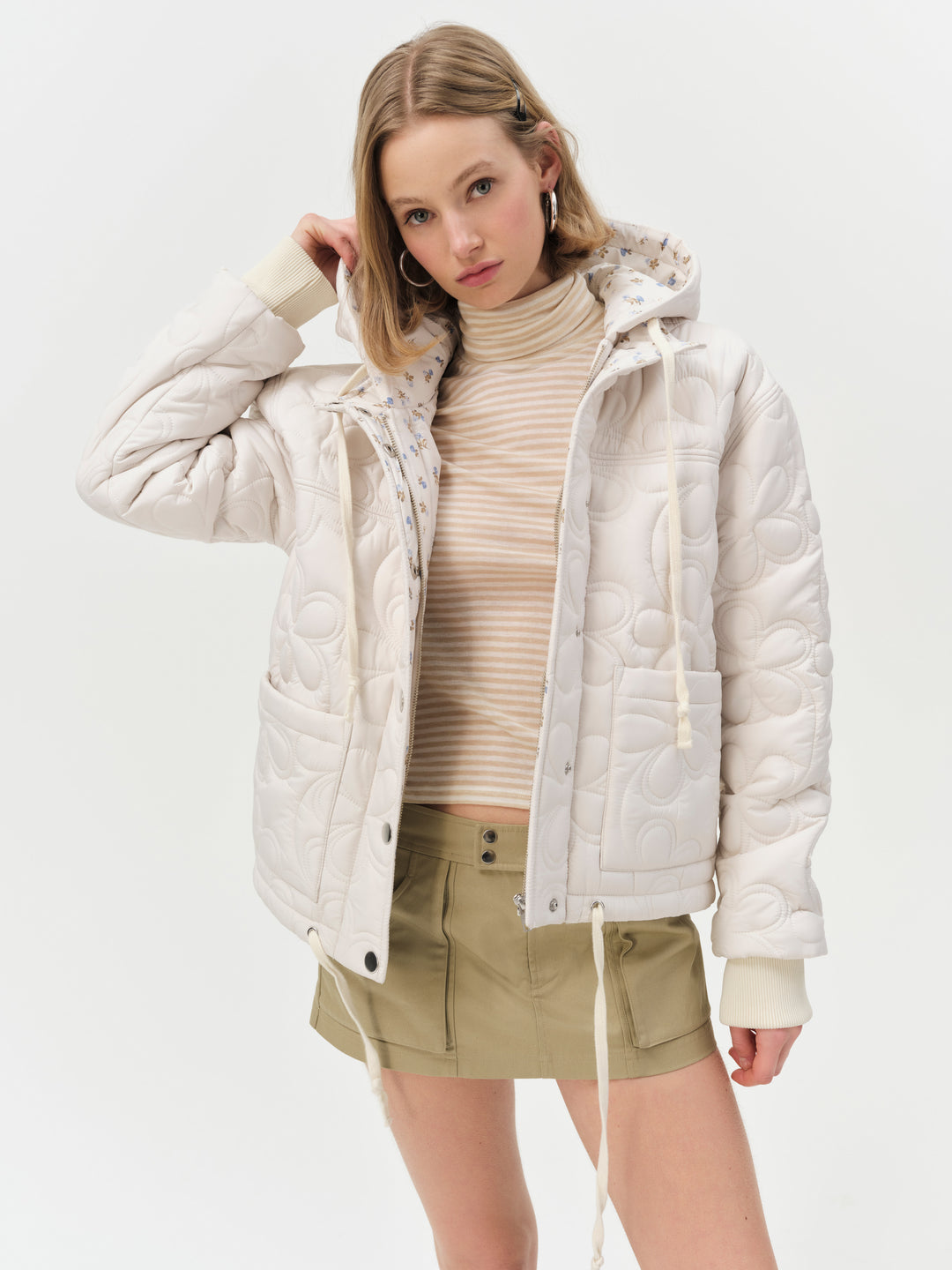Isabel Quilted Puffer Jacket - Cream | For Love and Lemons