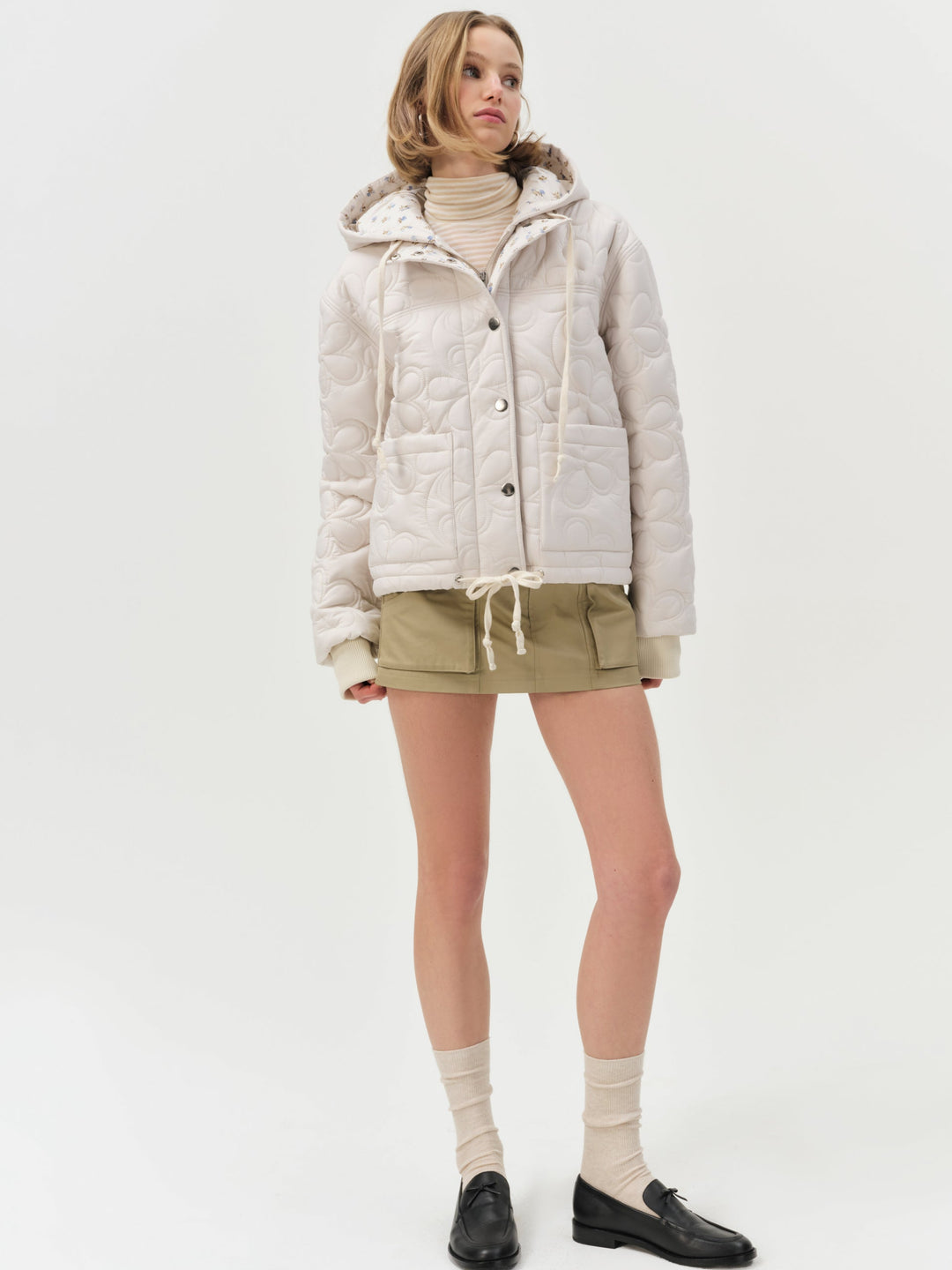 Isabel Quilted Puffer Jacket - Cream | For Love and Lemons