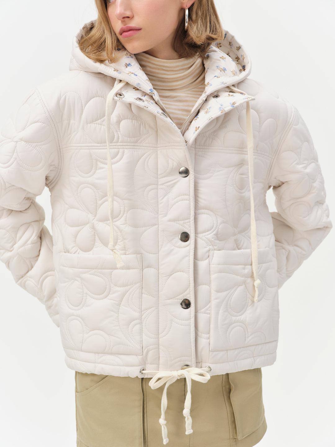 Isabel Quilted Puffer Jacket - Cream | For Love and Lemons