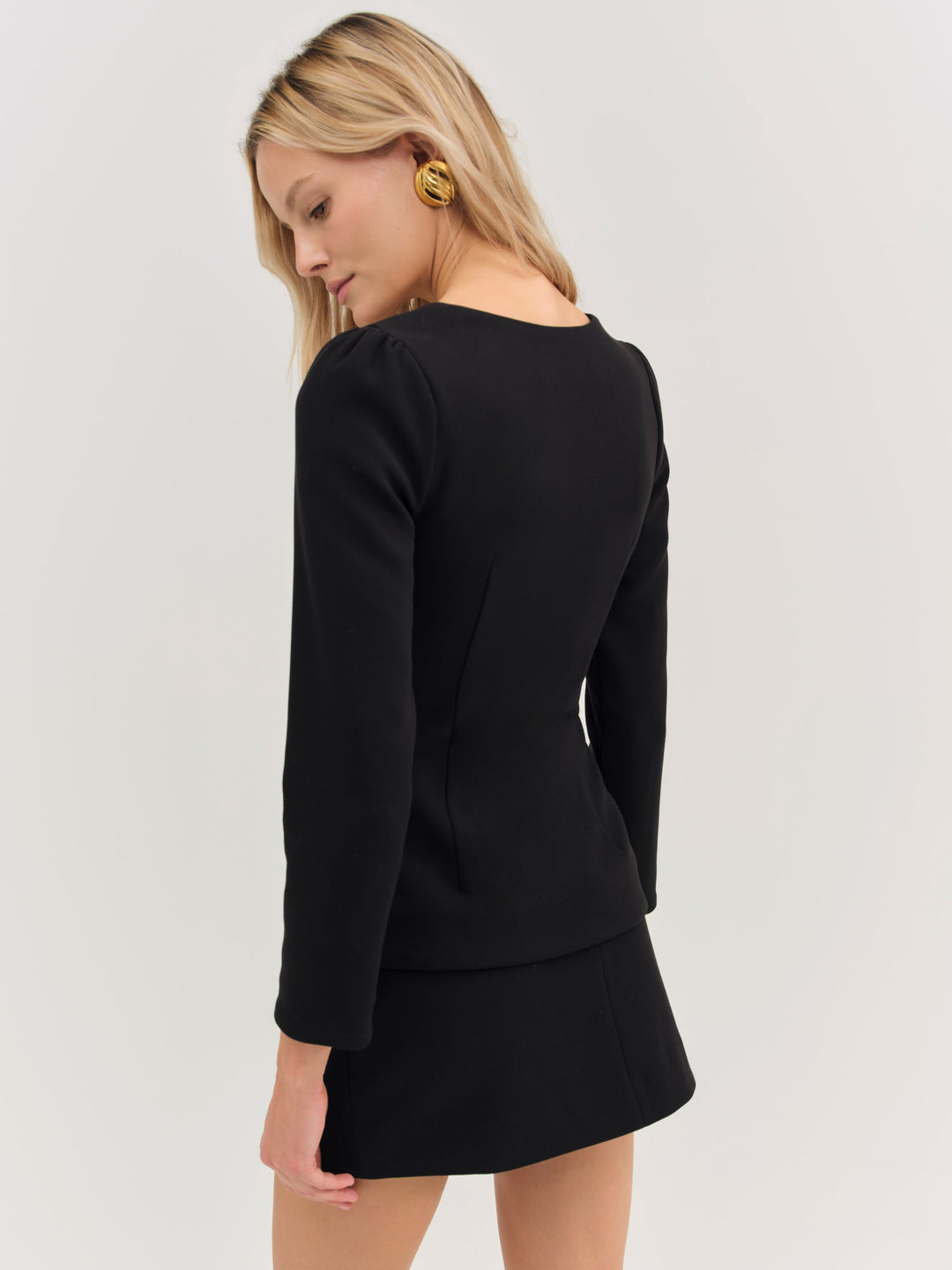 Josie Scoop Neck Blazer - Black | For Love and Lemons