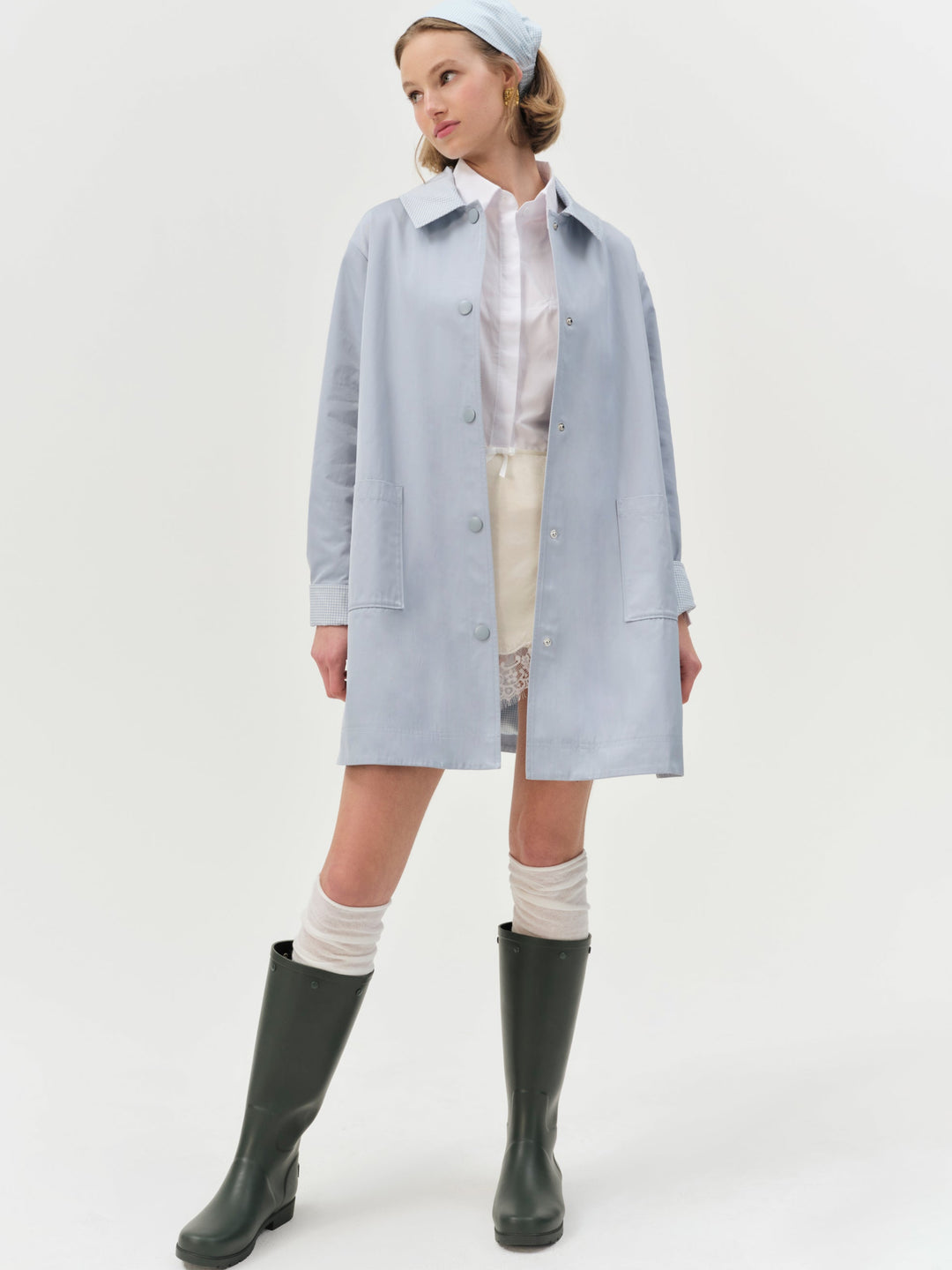 Leslie Button-Up Jacket - Blue | For Love and Lemons