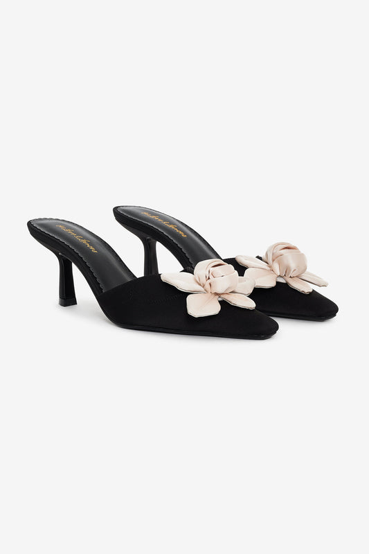 Claudine Mule Heel - Black | For Love and Lemons
