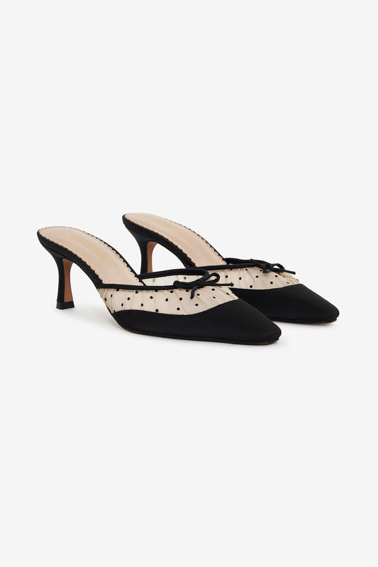 Lili Mule Heel - Black | For Love and Lemons