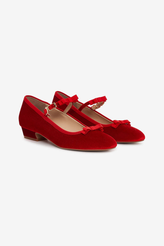 Lucia Velvet Mary Jane - Red | For Love and Lemons