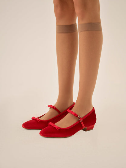 Lucia Velvet Mary Jane - Red | For Love and Lemons