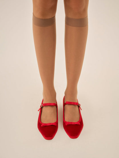 Lucia Velvet Mary Jane - Red | For Love and Lemons