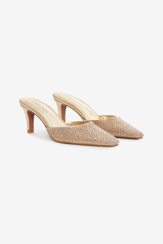 Cleo Mule Heel - Gold | For Love and Lemons