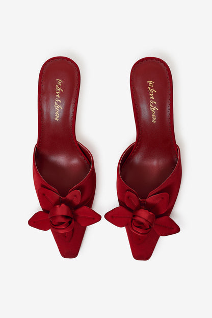 Claudine Mule Heel - Red | For Love and Lemons