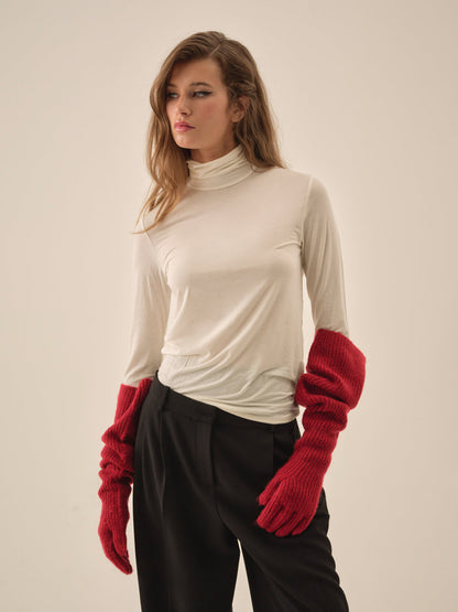 Slouchy Rib Knit Gloves - Red | For Love and Lemons