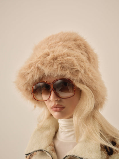 Margeux Fur Hat - Tan | For Love and Lemons