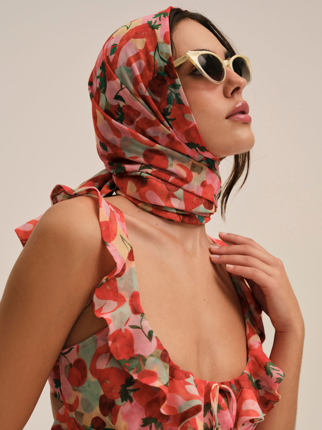 Ambrosia Print Headscarf - Red | For Love and Lemons