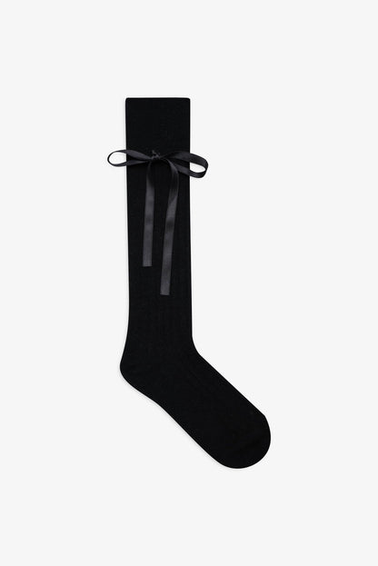 Knee-High Bow Socks - Black | For Love and Lemons