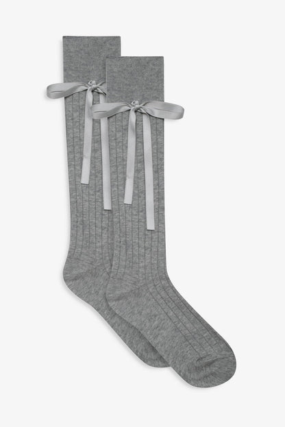 Knee-High Bow Socks - Grey | For Love and Lemons