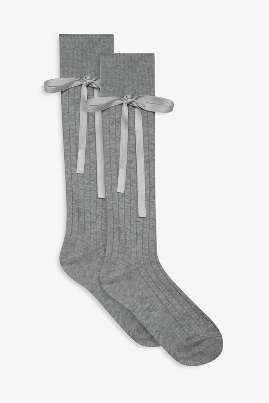 Knee-High Bow Socks - Grey | For Love and Lemons