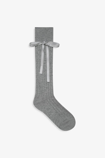 Knee-High Bow Socks - Grey | For Love and Lemons