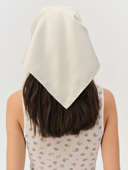 Sandra Gingham Headscarf - Tan | For Love and Lemons