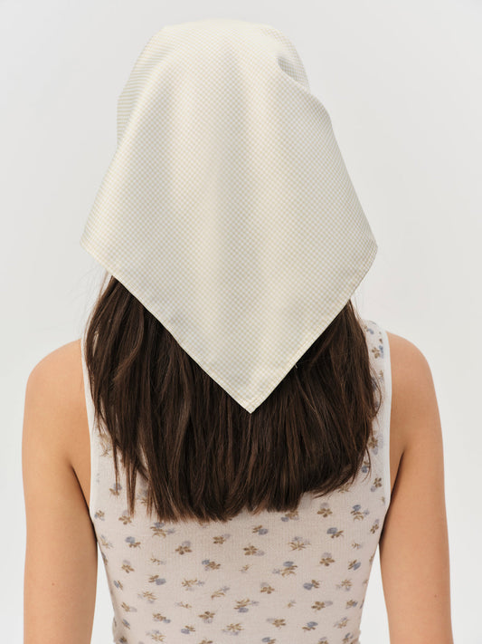 Sandra Gingham Headscarf - Tan | For Love and Lemons