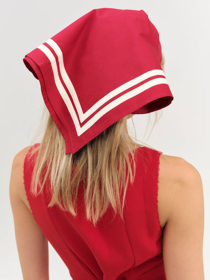 Helena Poplin Striped Headscarf - Red | For Love and Lemons