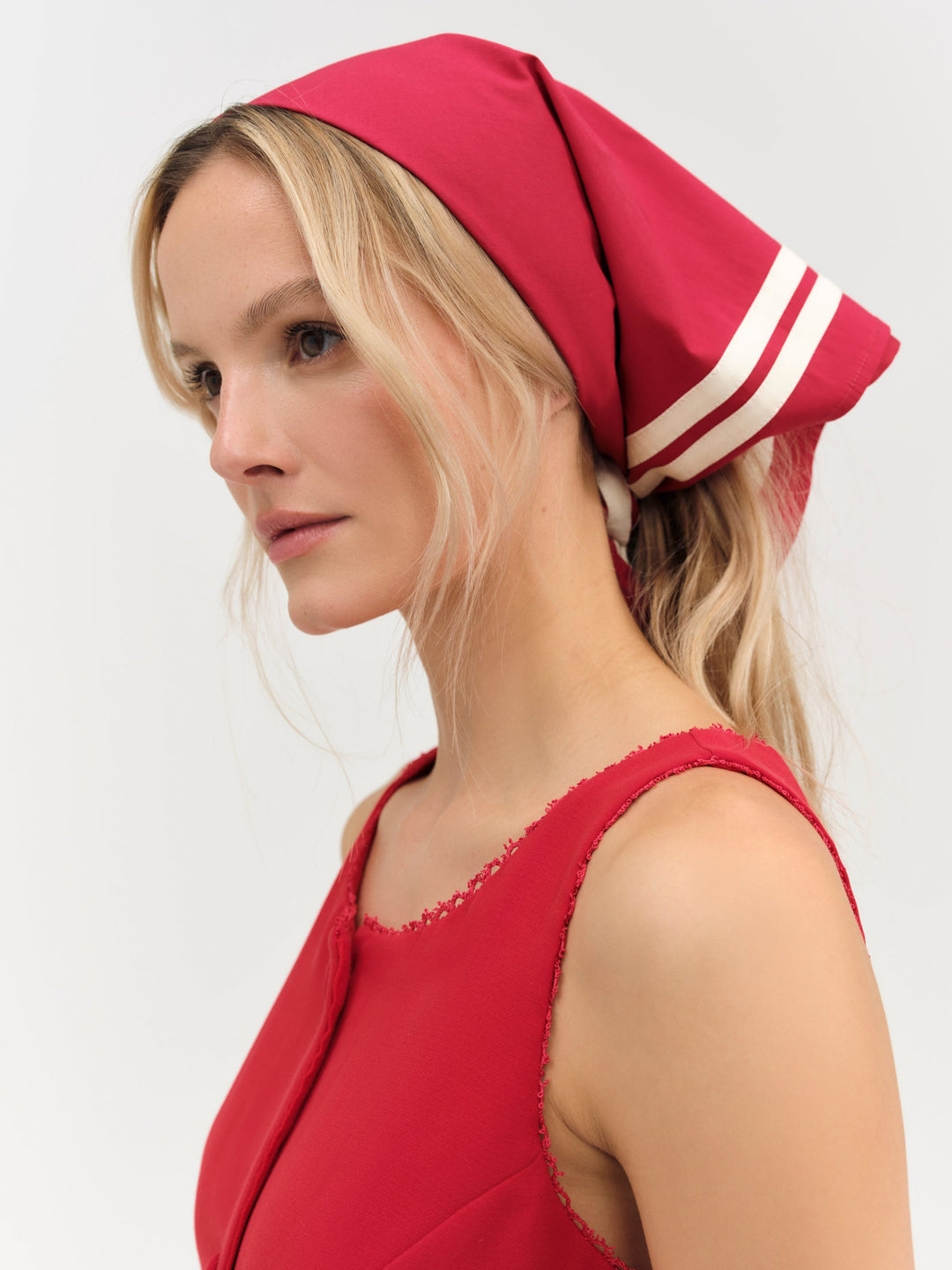 Helena Poplin Striped Headscarf - Red | For Love and Lemons