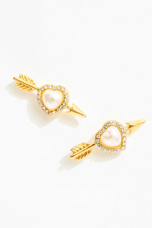 Cupid Heart Stud Earrings - White | For Love and Lemons