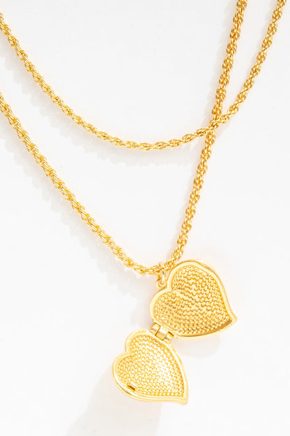 Lottie Layered Heart Locket - Gold | For Love and Lemons