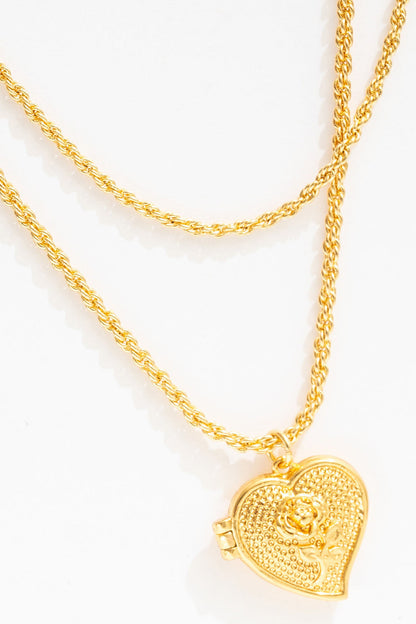 Lottie Layered Heart Locket - Gold | For Love and Lemons