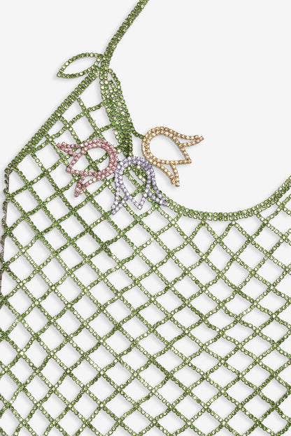 Tulip Grid Rhinestone Dress - Green | For Love and Lemons