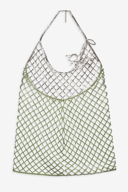 Tulip Grid Rhinestone Dress - Green | For Love and Lemons