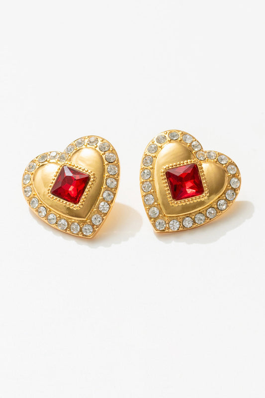 Ruby Red Heart Earrings - Red | For Love and Lemons