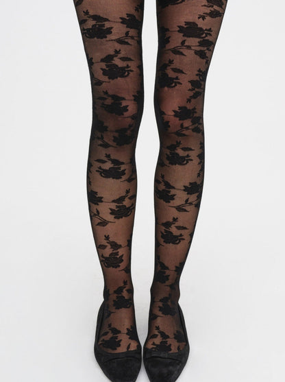 Floral Knit Tights - Black | For Love and Lemons