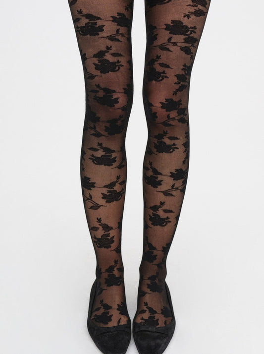 Floral Knit Tights - Black | For Love and Lemons