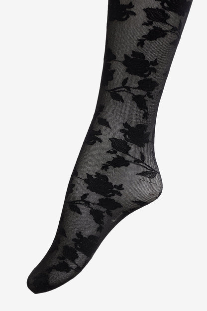 Floral Knit Tights - Black | For Love and Lemons