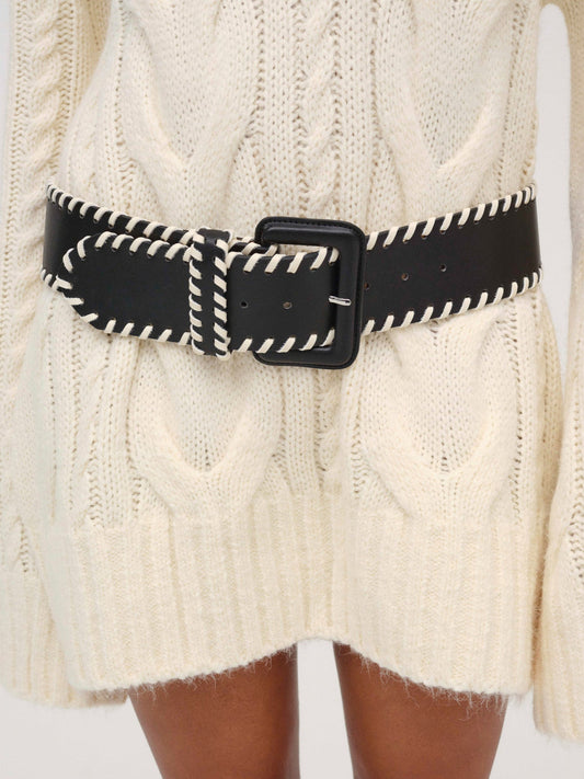 Wide Stitch Belt - Black | For Love and Lemons