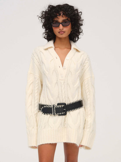 Wide Stitch Belt - Black | For Love and Lemons
