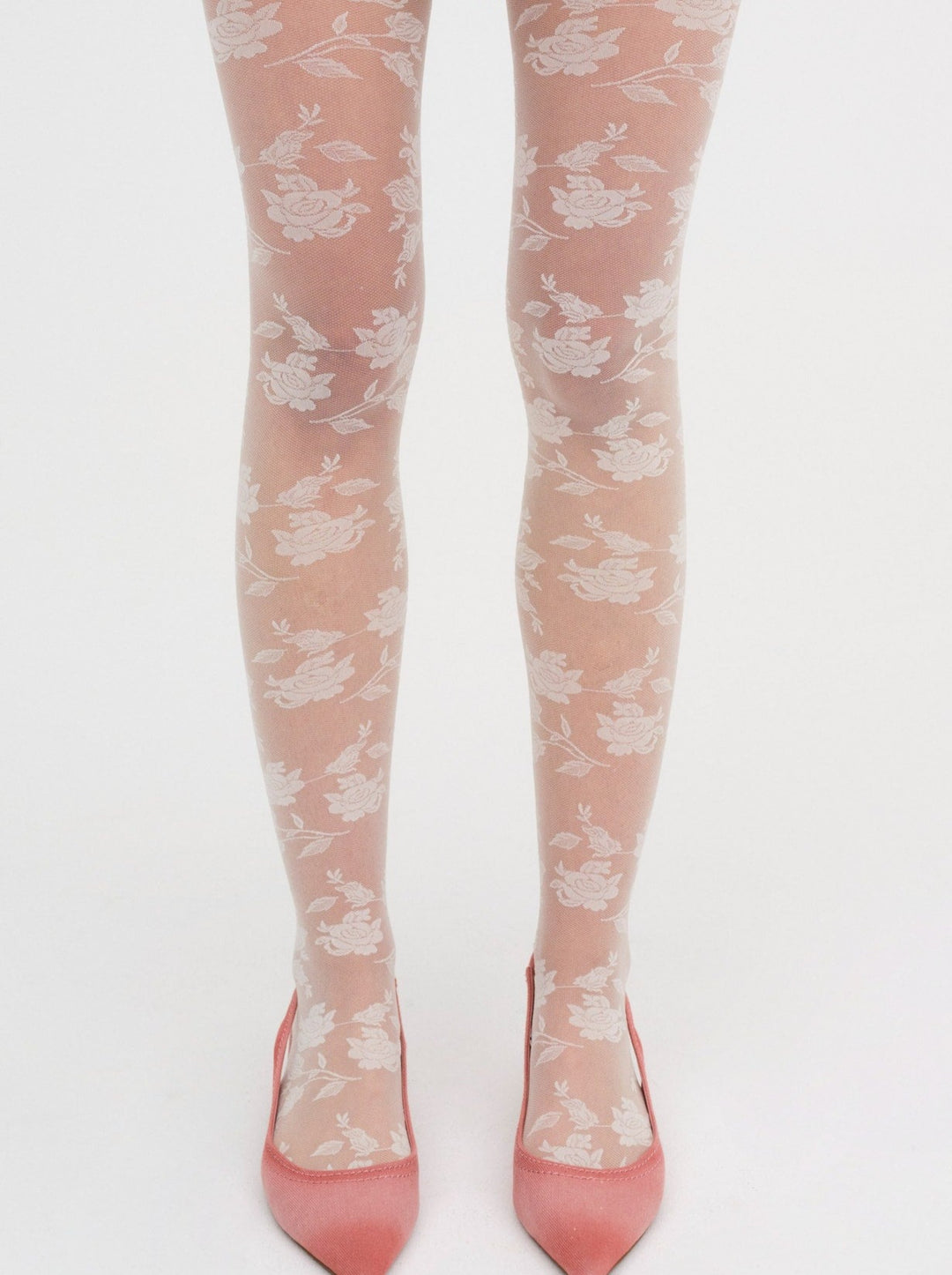 Floral Knit Tights - White | For Love and Lemons