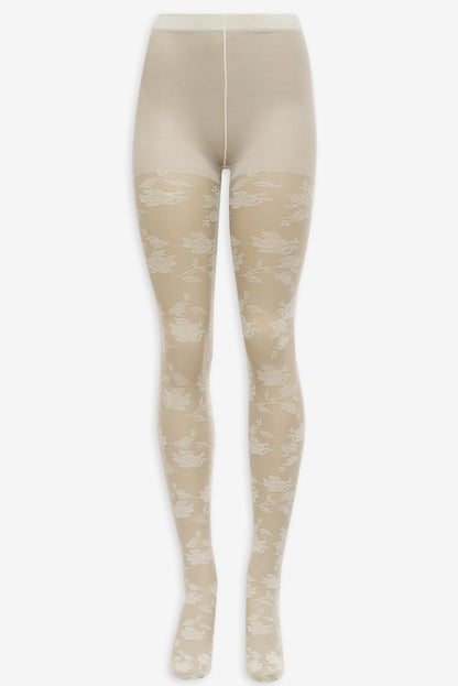 Floral Knit Tights - White | For Love and Lemons