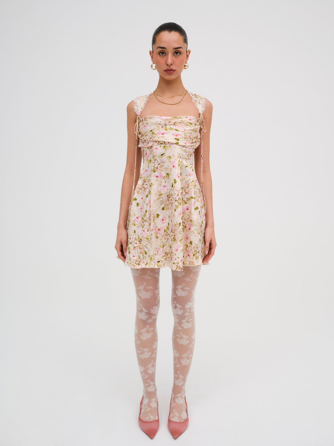 Floral Knit Tights - White | For Love and Lemons
