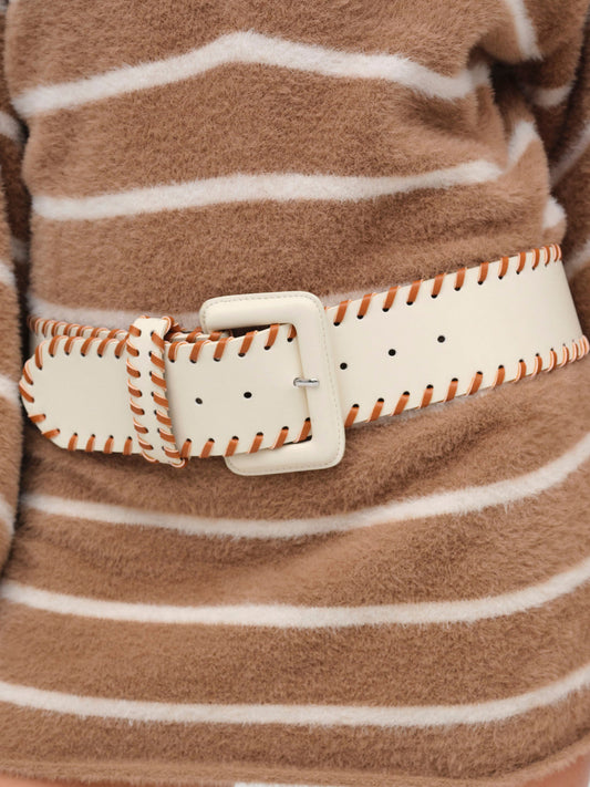 Wide Stitch Belt - Cream | For Love and Lemons