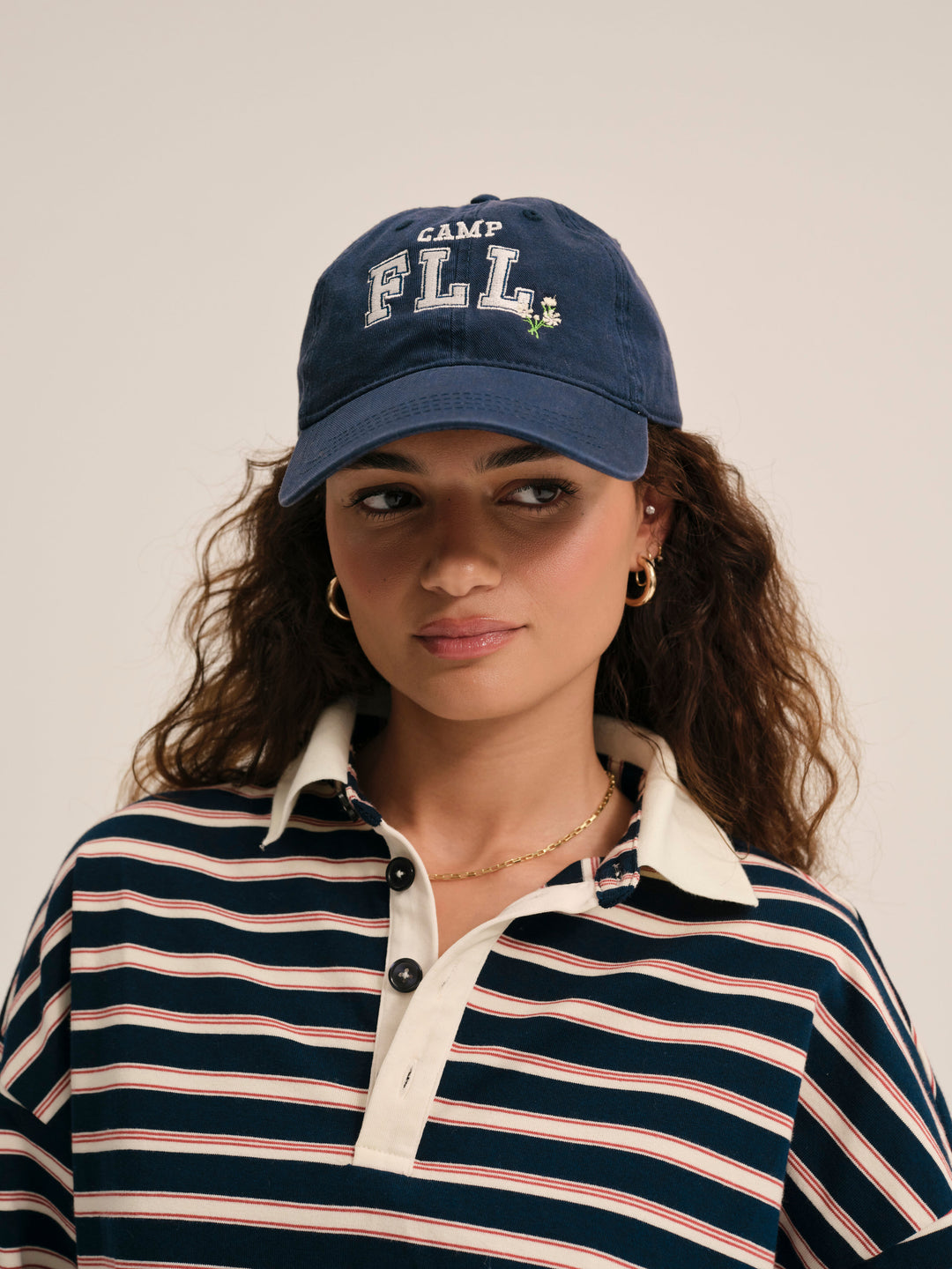 Camp Embroidered Baseball Cap - Navy | For Love and Lemons